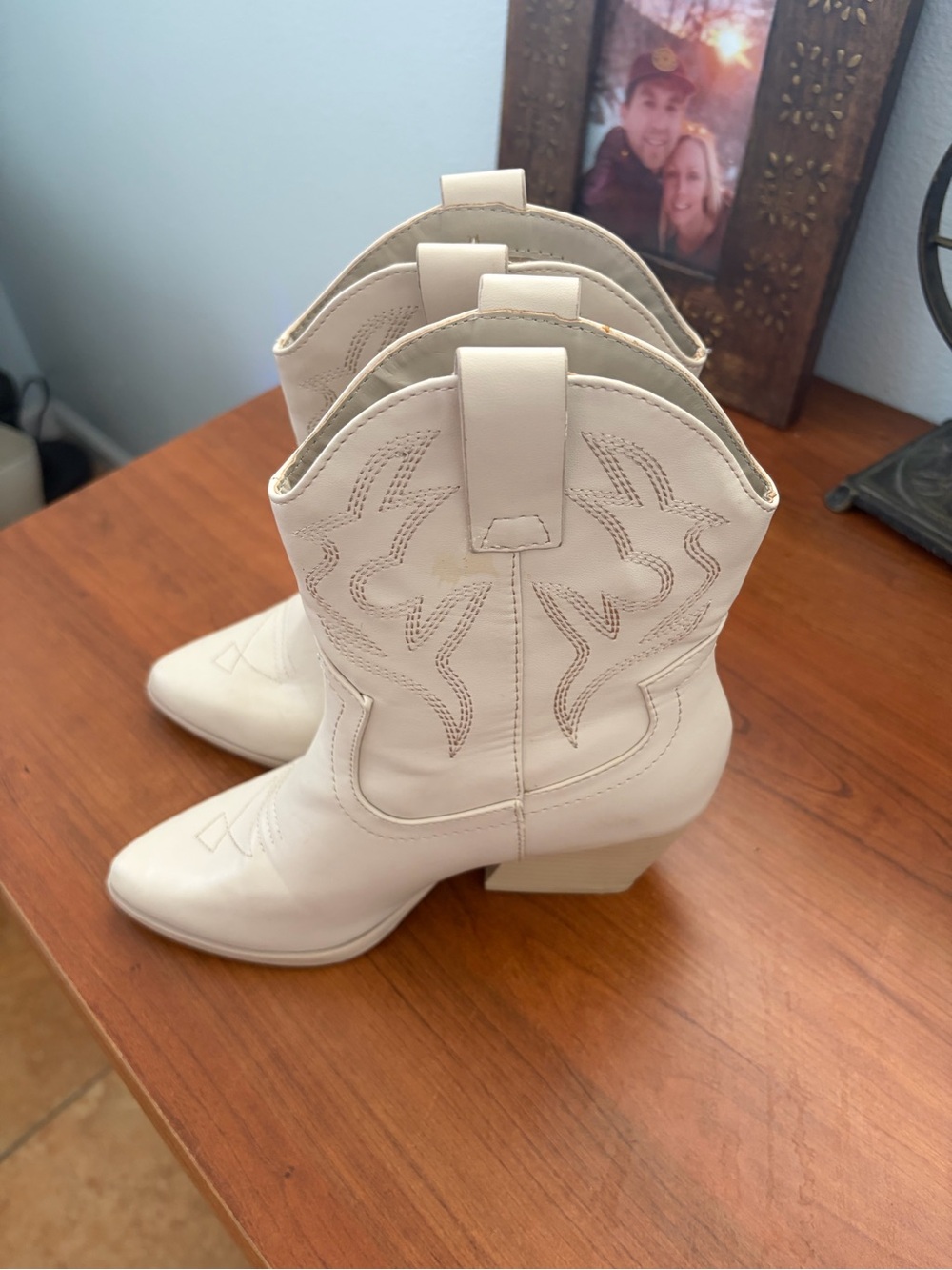 Cream Western Ankle Boots - Women's Cowboy Booties